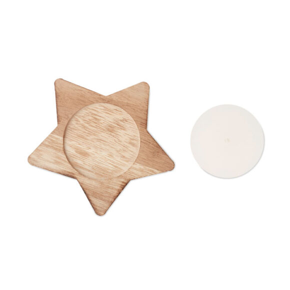 LOTUS - Candle on star wooden base - CX1481 - Image 2