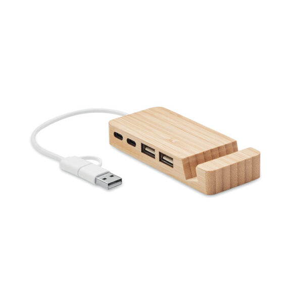 HUBSTAND - Bamboo USB 4 ports hub - MO2144