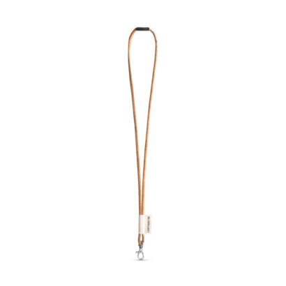 75096. SET Lanyard CORK Long (Ø 5 mm) with Hook Trigger Snap 9 mm and safety lock Ø 5 mm