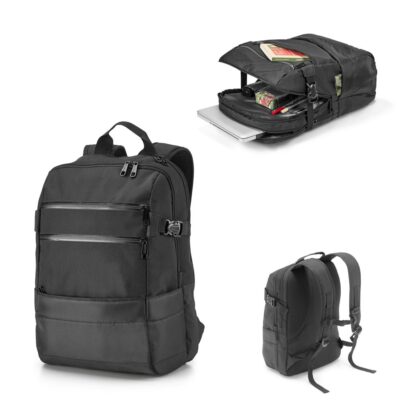 ZIPPERS BPACK. 15'6" Laptop backpack in 300D polyester and 840D jacquard