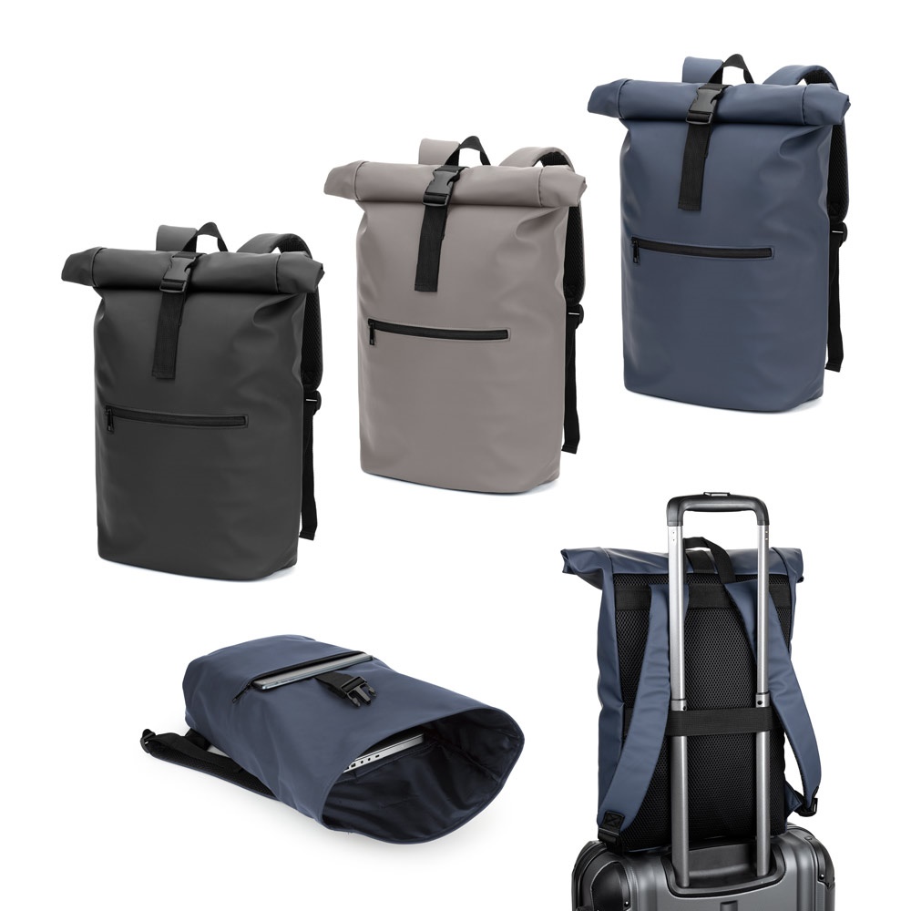 PORTLAND. The PU roll top backpack with a 16" laptop pocket