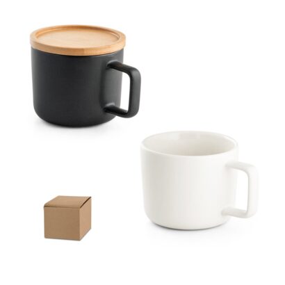 FANGIO. 220 mL ceramic mug with lid and bamboo base