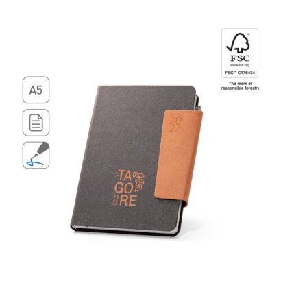 TAGORE A5. A5 diary in leather (58% recycled)