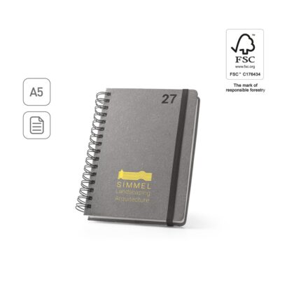 SIMMEL A5. A5 diary, with rings, in leather (58% recycled)