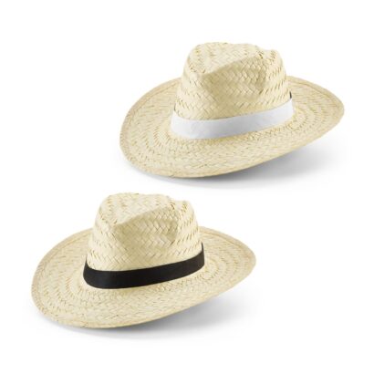 EDWARD POLI. Natural straw hat with polyester ribbon